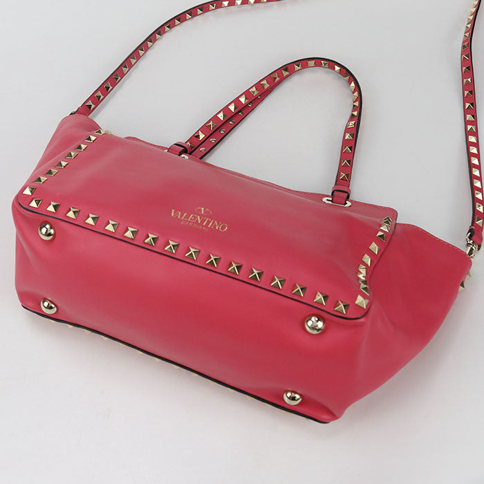 Valentino 2WAY Rock studs Tote Bag leather pink Women