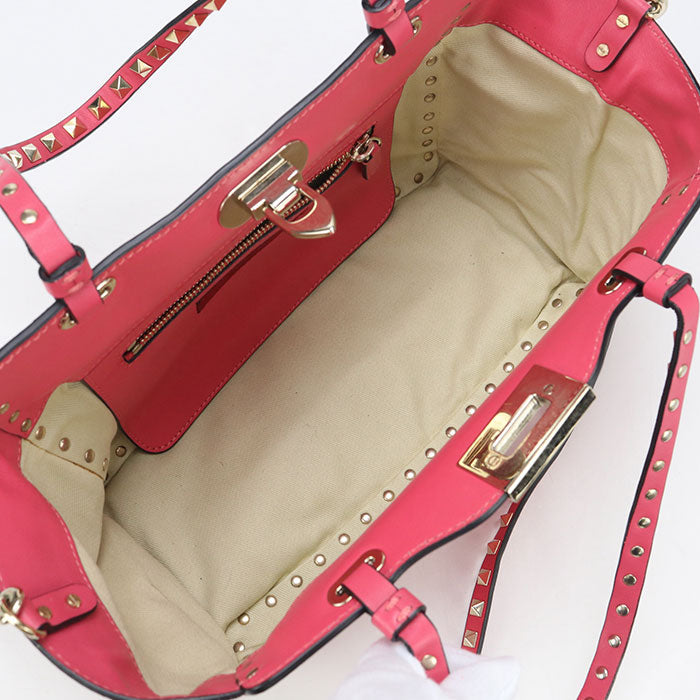 Valentino 2WAY Rock studs Tote Bag leather pink Women