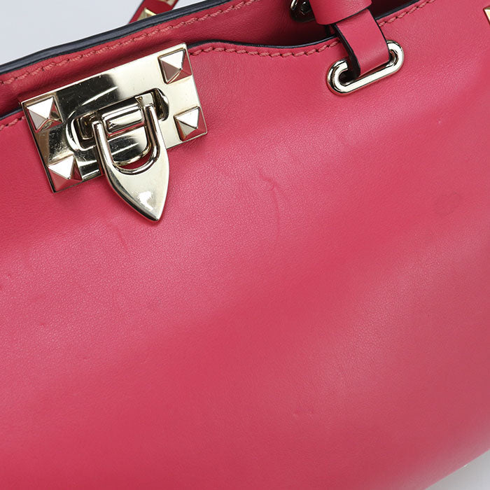 Valentino 2WAY Rock studs Tote Bag leather pink Women