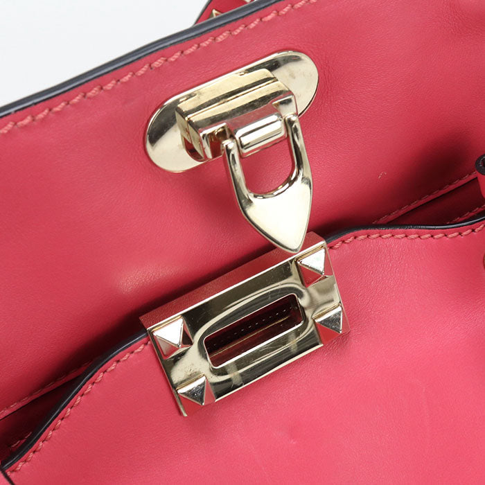 Valentino 2WAY Rock studs Tote Bag leather pink Women