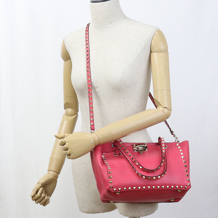Valentino 2WAY Rock studs Tote Bag leather pink Women