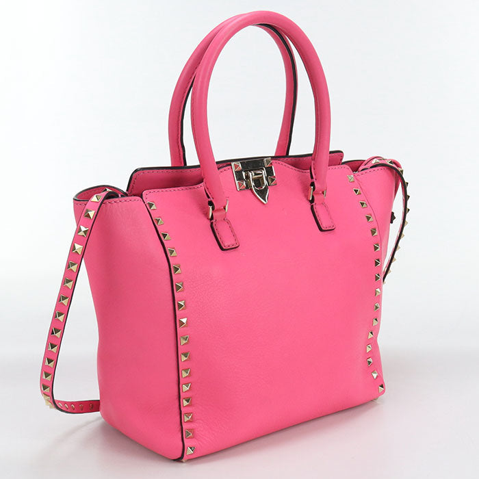 Valentino 2WAY Rock studs Tote Bag leather pink Women