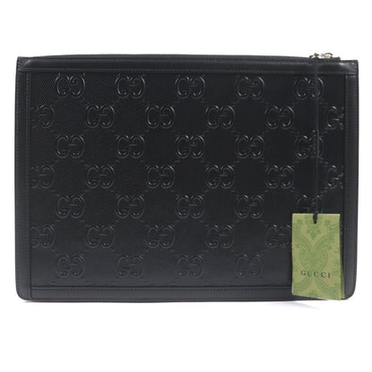 GUCCI Clutch bag 646449 Main: Leather black mens Used Authentic