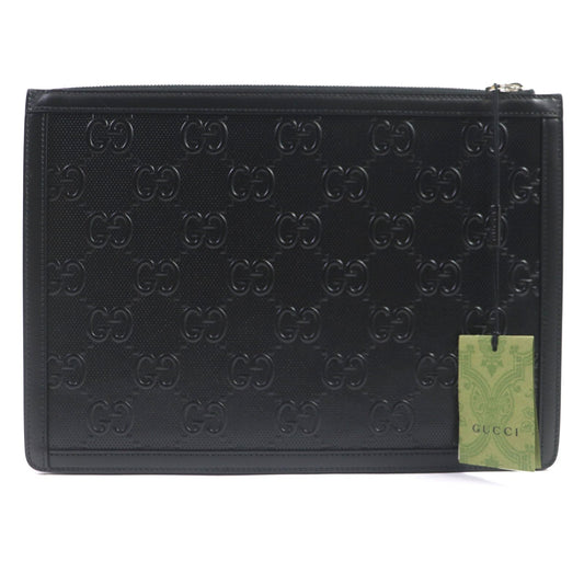 GUCCI Clutch bag 646449 Main: Leather black mens Used Authentic