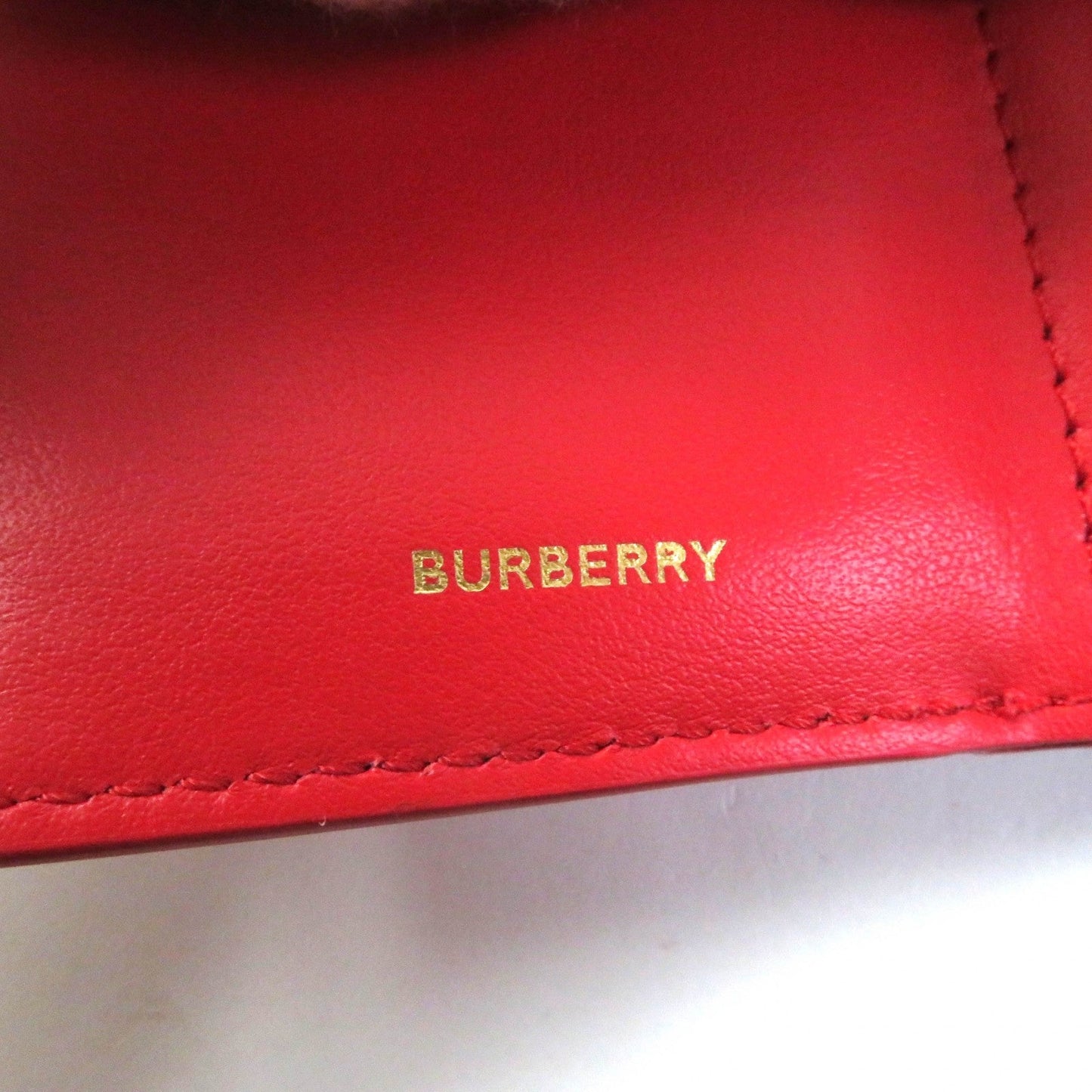 BURBERRY Tri-fold wallet Main: Leather Red Women Used Authentic