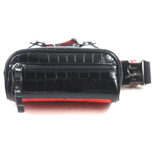 Christian Louboutin Sling bag 1215059 Crocodile embossed leather, gunmetal Black red Blaster mens Used Authentic