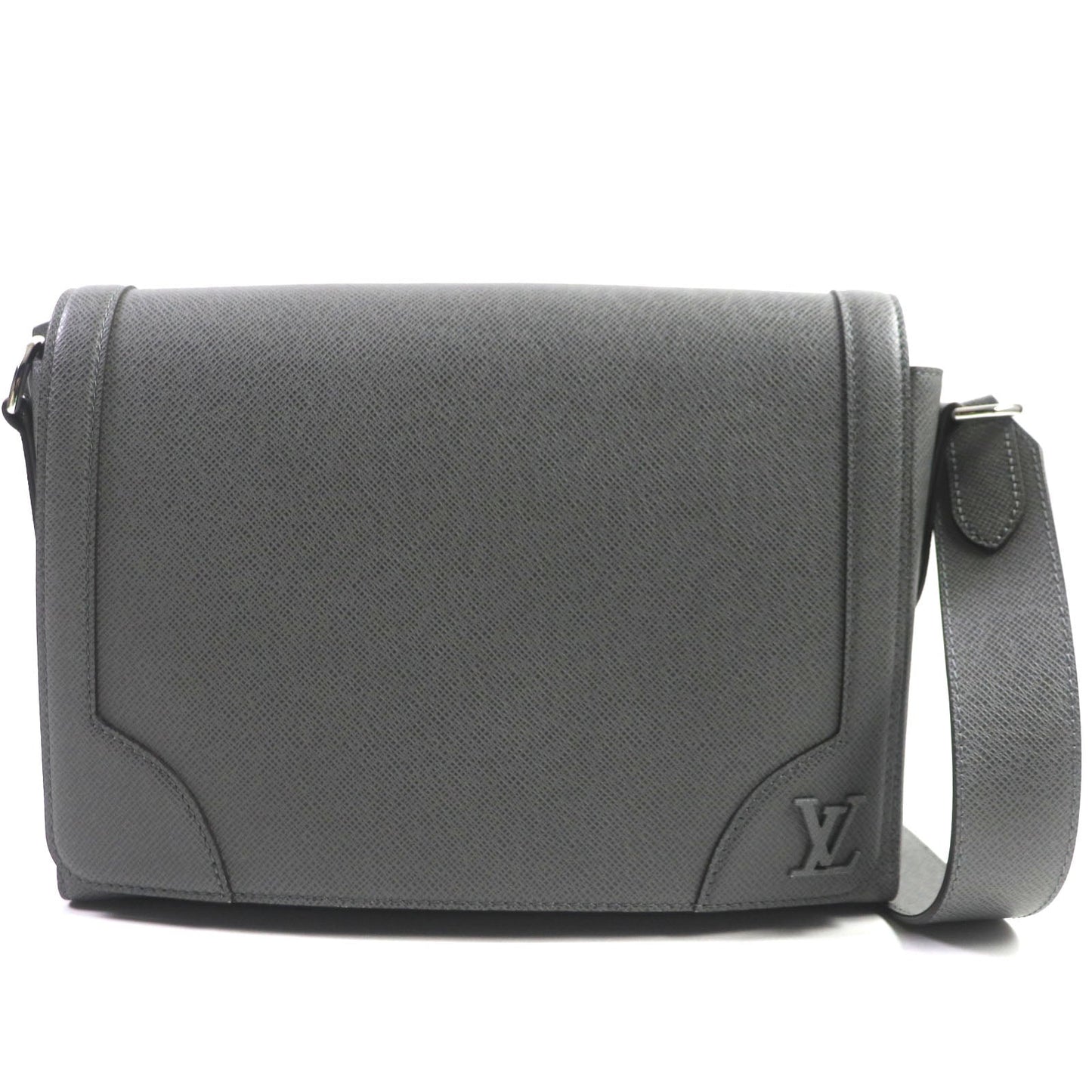 LOUIS VUITTON Shoulder Bag M30808 Taiga Leather gray Taiga new flap messenger mens Used Authentic