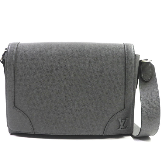 LOUIS VUITTON Shoulder Bag M30808 Taiga Leather gray Taiga new flap messenger mens Used Authentic