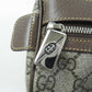 GUCCI Pouch 759689 Leather x GG Supreme canvas Beige/Ebony Cosmetic case with Web stripes Women Used Authentic