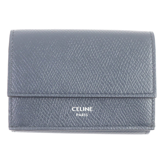 CELINE Tri-fold wallet 10E603BEL Main: Leather Navy Folded compact wallet mens Used Authentic