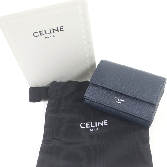 CELINE Tri-fold wallet 10E603BEL Main: Leather Navy Folded compact wallet mens Used Authentic