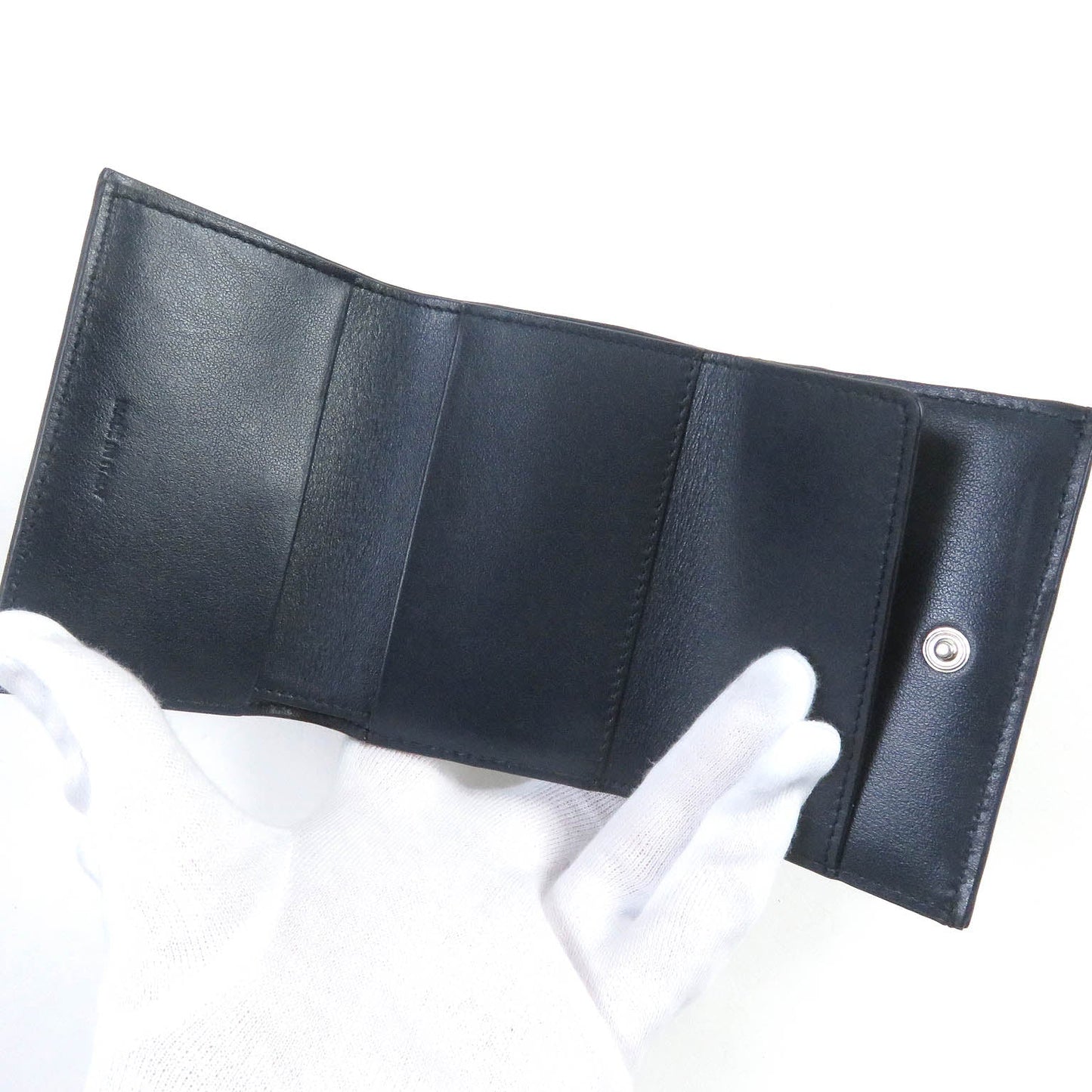 CELINE Tri-fold wallet 10E603BEL Main: Leather Navy Folded compact wallet mens Used Authentic