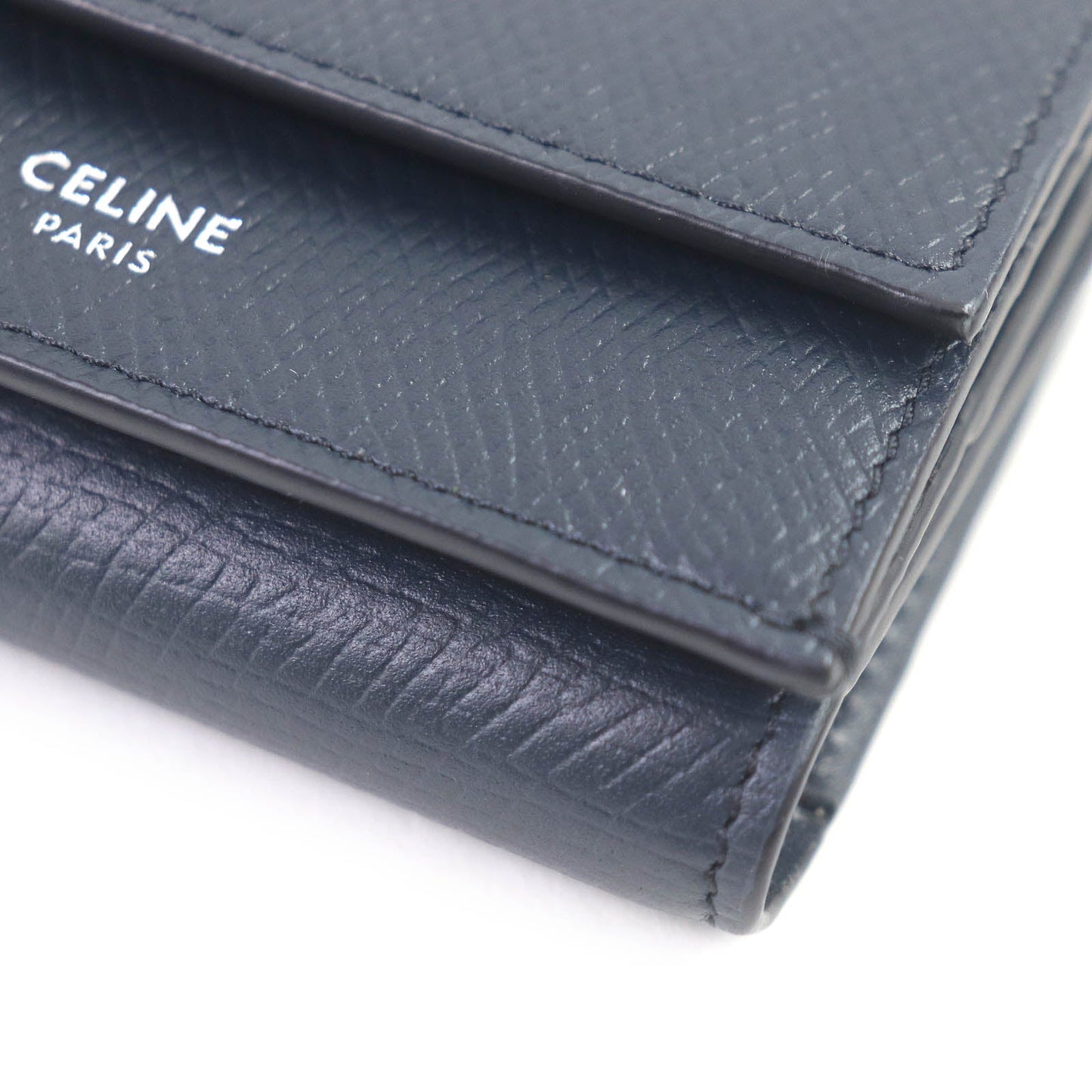 CELINE Tri-fold wallet 10E603BEL Main: Leather Navy Folded compact wallet mens Used Authentic