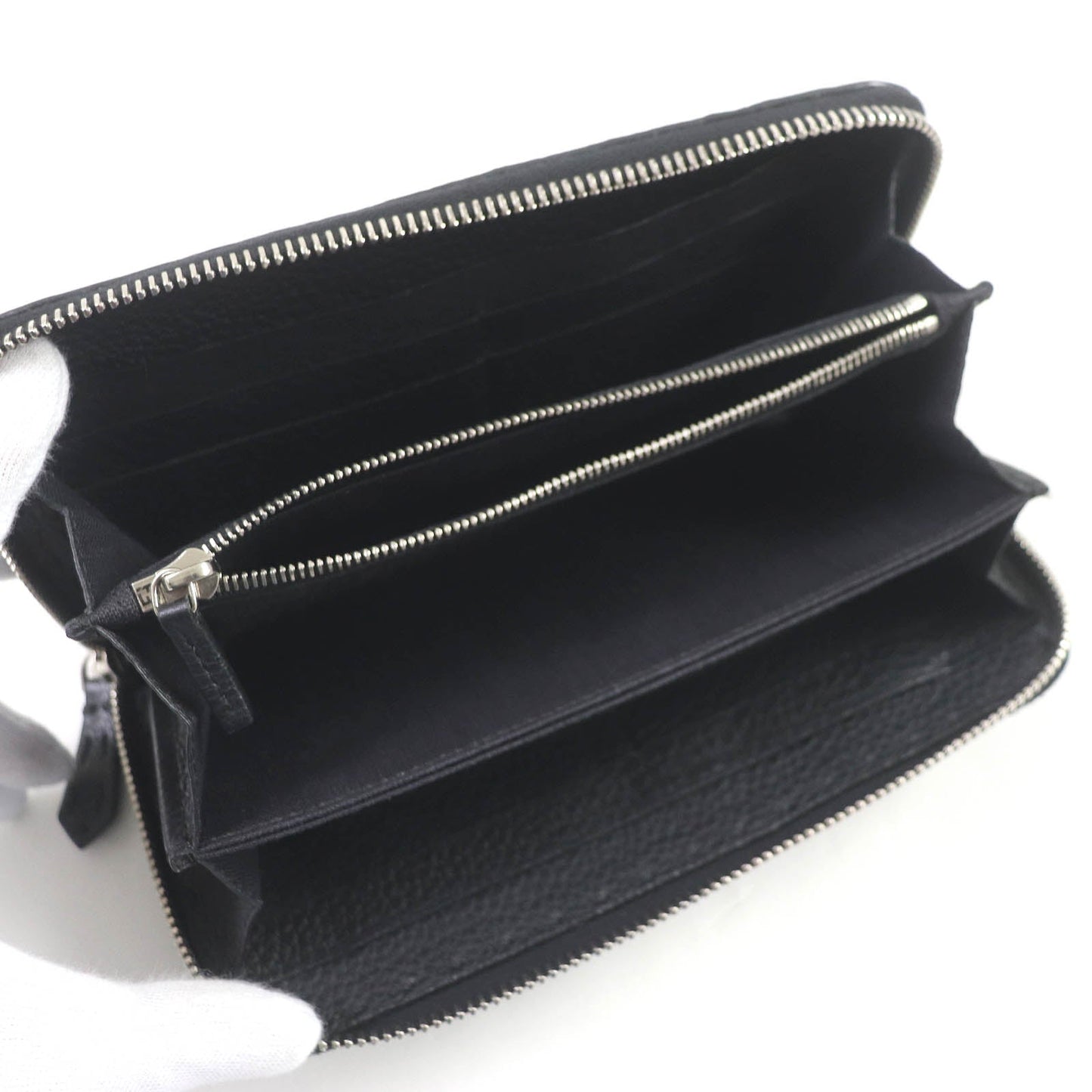 FENDI Long Wallet Purse 7M0210 Main: Leather black Celeria mens Used Authentic