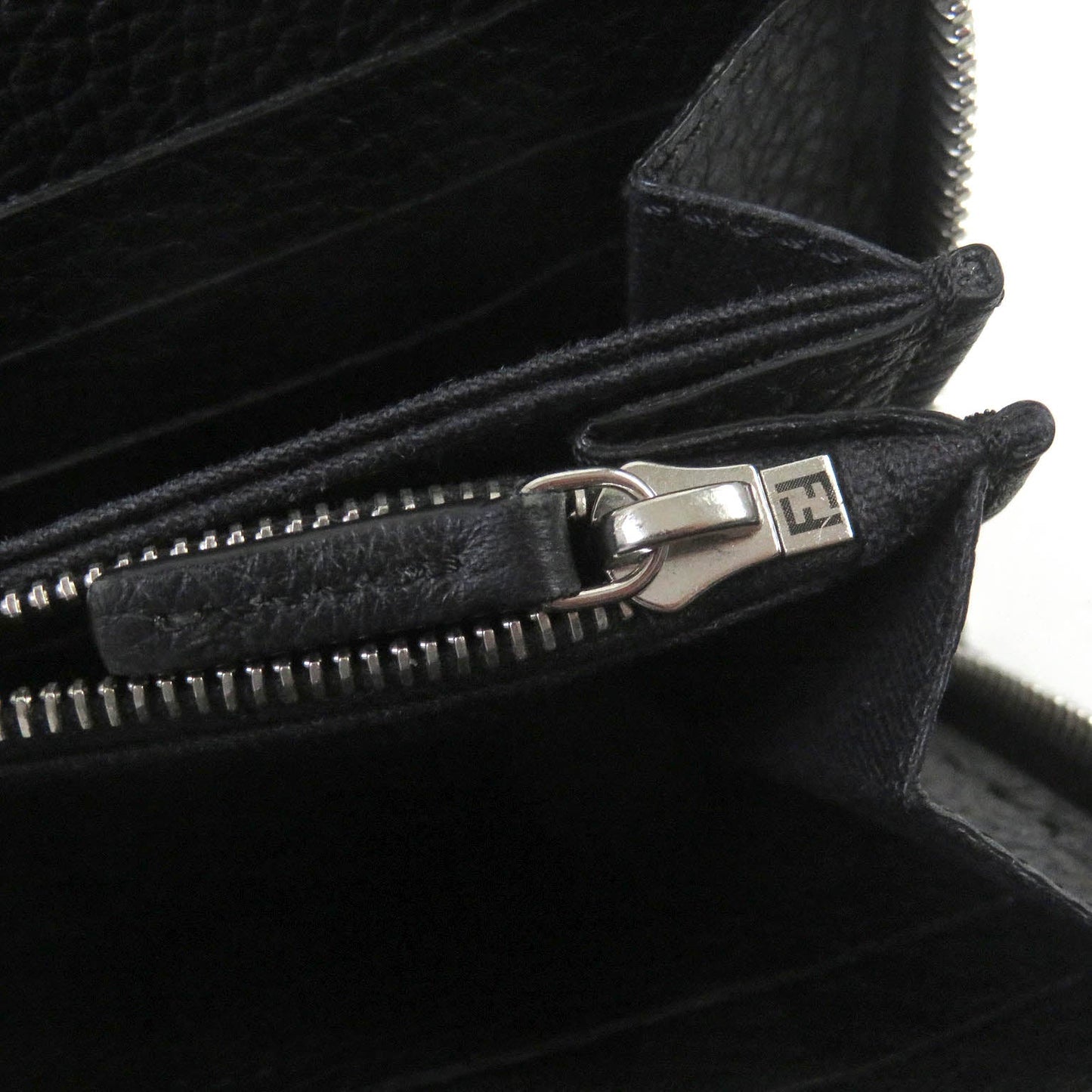 FENDI Long Wallet Purse 7M0210 Main: Leather black Celeria mens Used Authentic