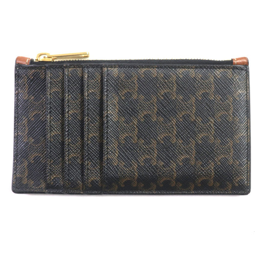 CELINE Coin case 10B682CAM PVC Brown black Triomphe