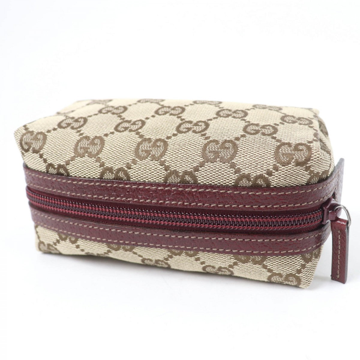 GUCCI Pouch 29596 Main: GG Supreme canvas, part: leather Brown type Women Used Authentic