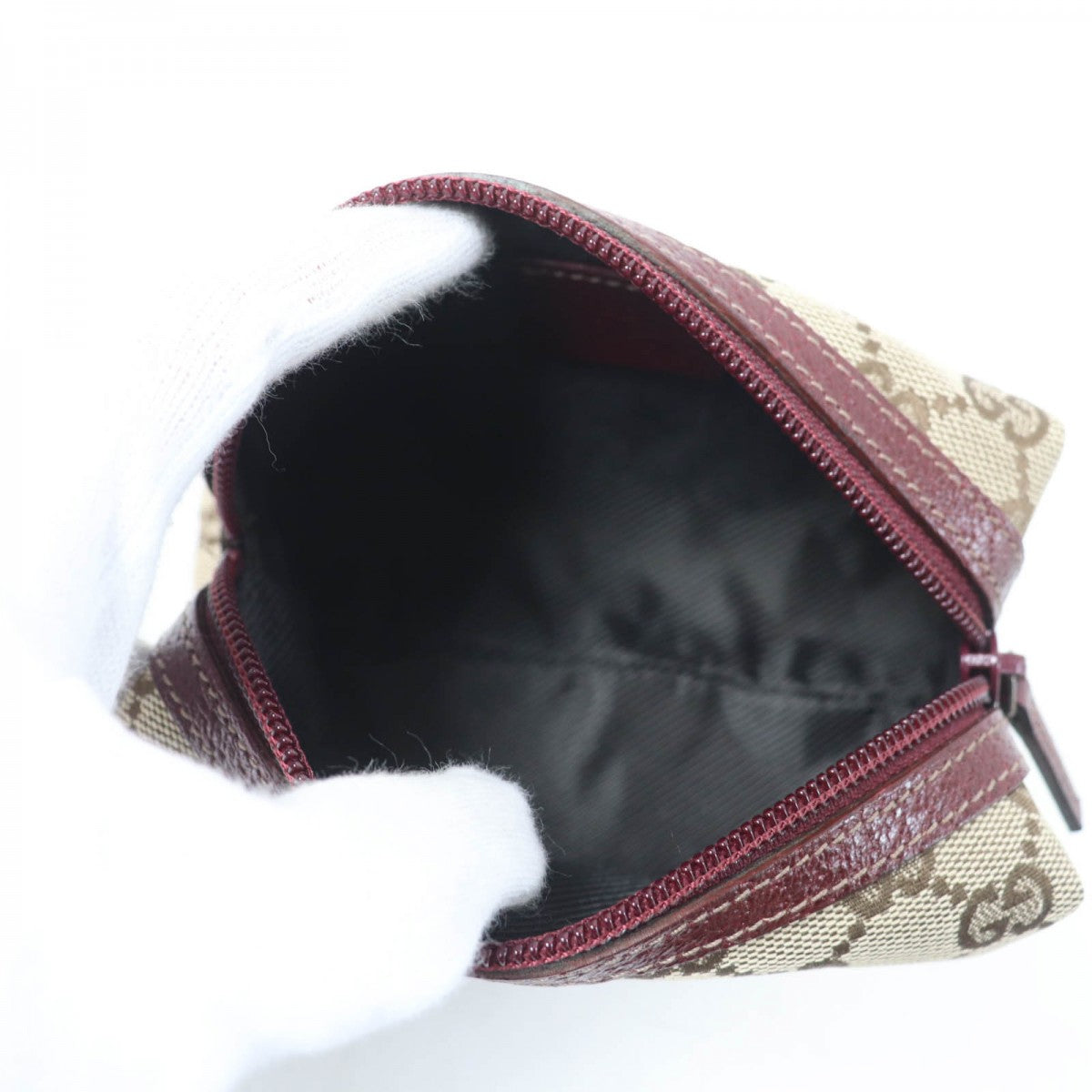 GUCCI Pouch 29596 Main: GG Supreme canvas, part: leather Brown type Women Used Authentic