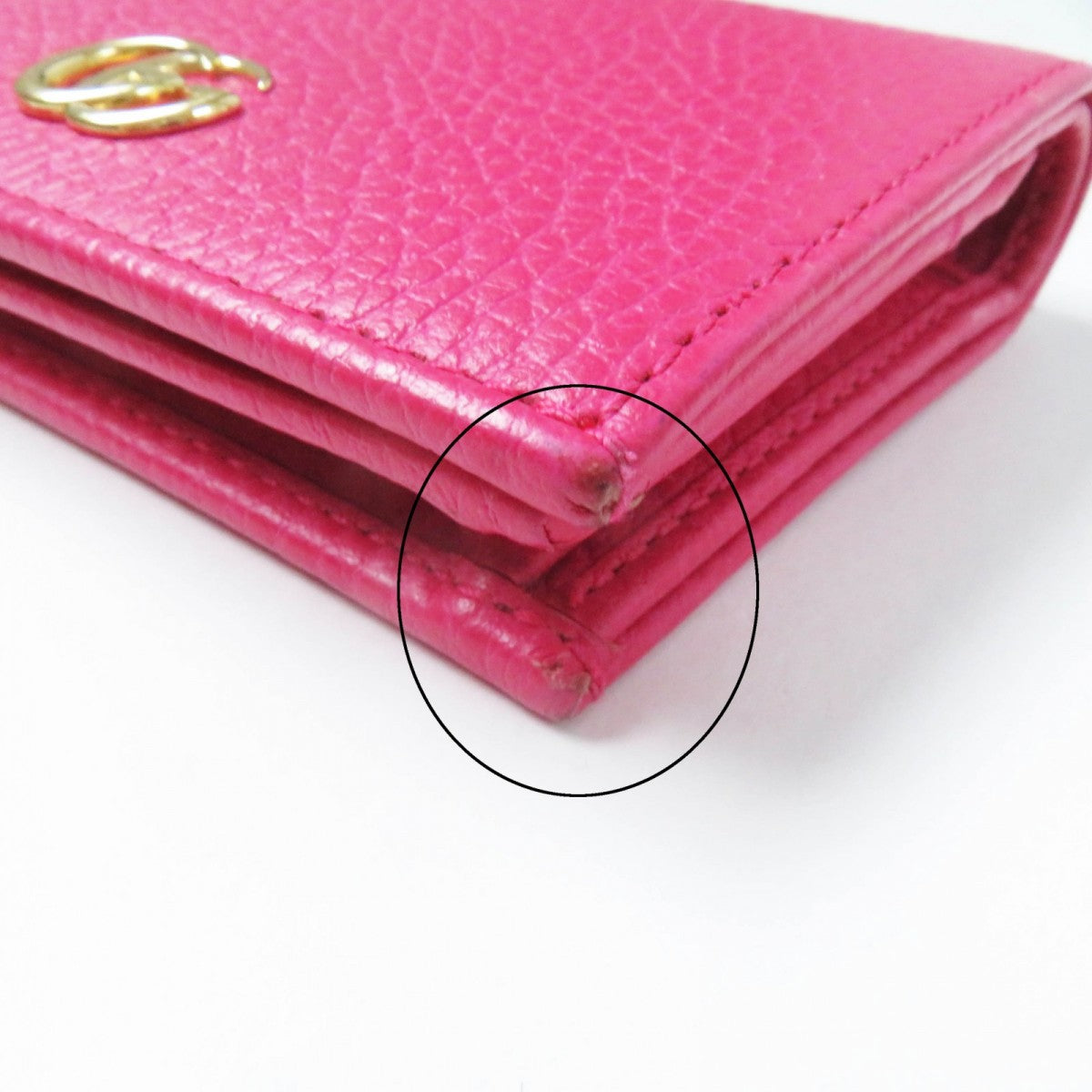 GUCCI Bifold Wallet 456126 Main: Leather pink Women Used Authentic