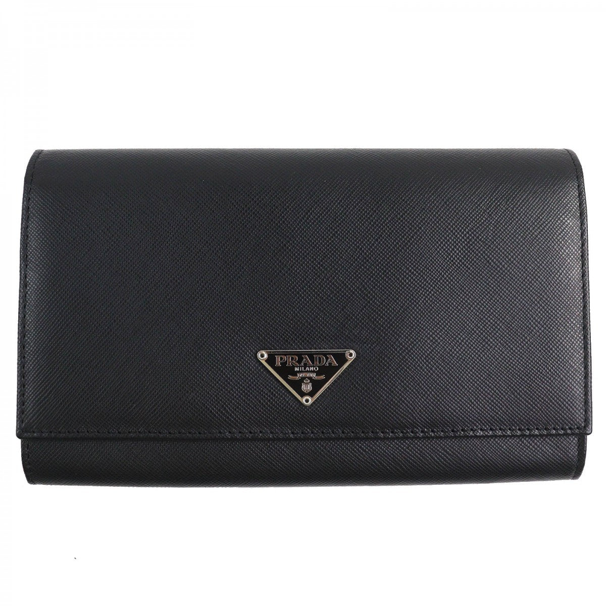 PRADA Long Wallet Purse M608A Main: Saffiano leather black Women Used Authentic