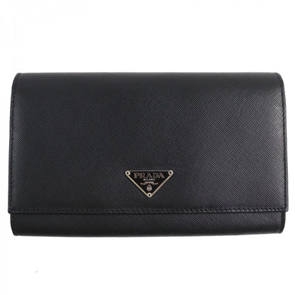 PRADA Long Wallet Purse M608A Main: Saffiano leather black Women Used Authentic