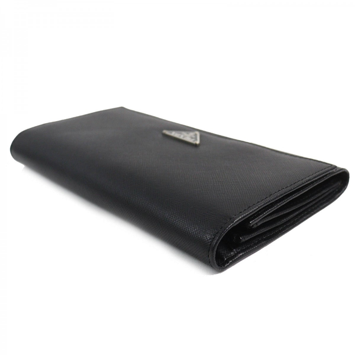 PRADA Long Wallet Purse M608A Main: Saffiano leather black Women Used Authentic