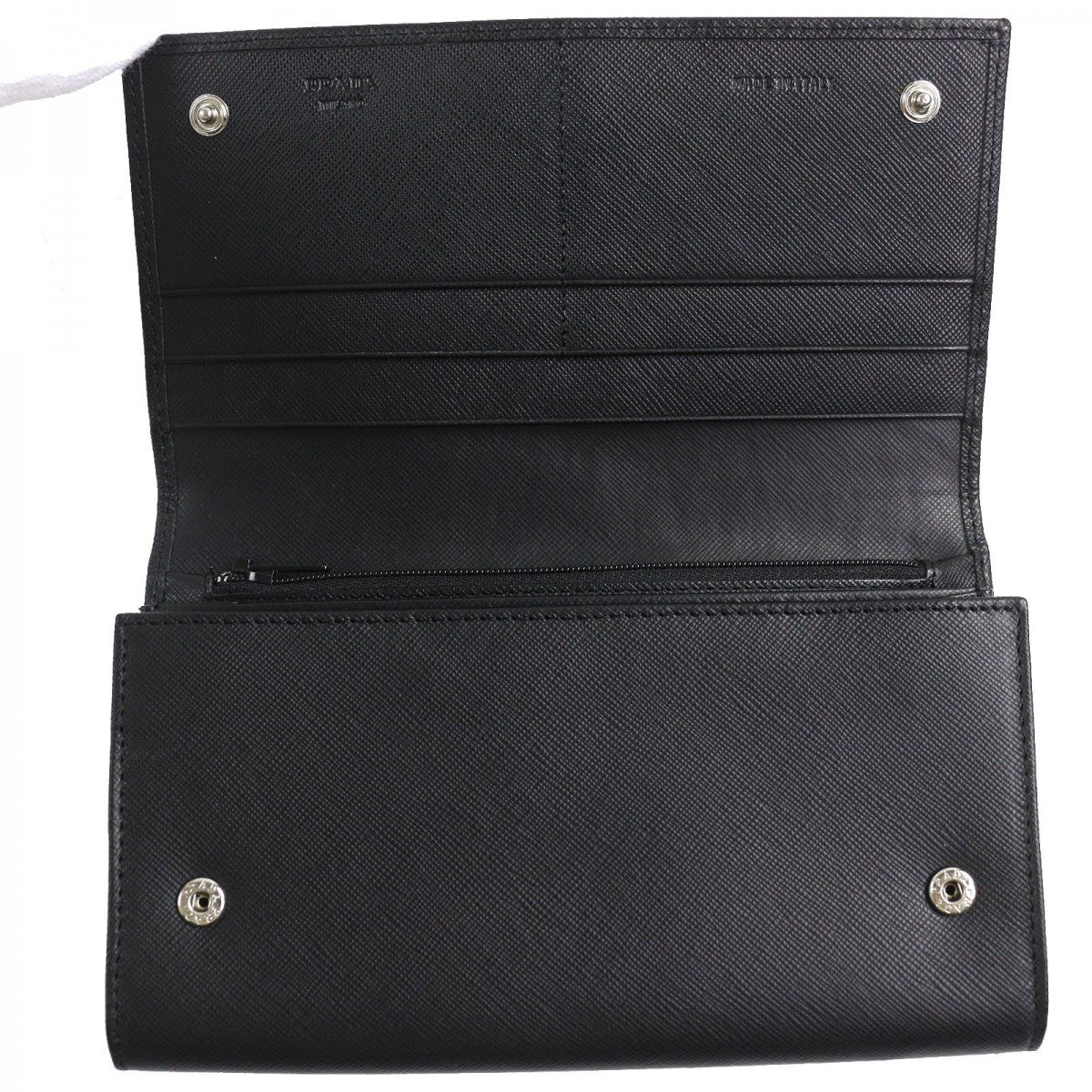 PRADA Long Wallet Purse M608A Main: Saffiano leather black Women Used Authentic
