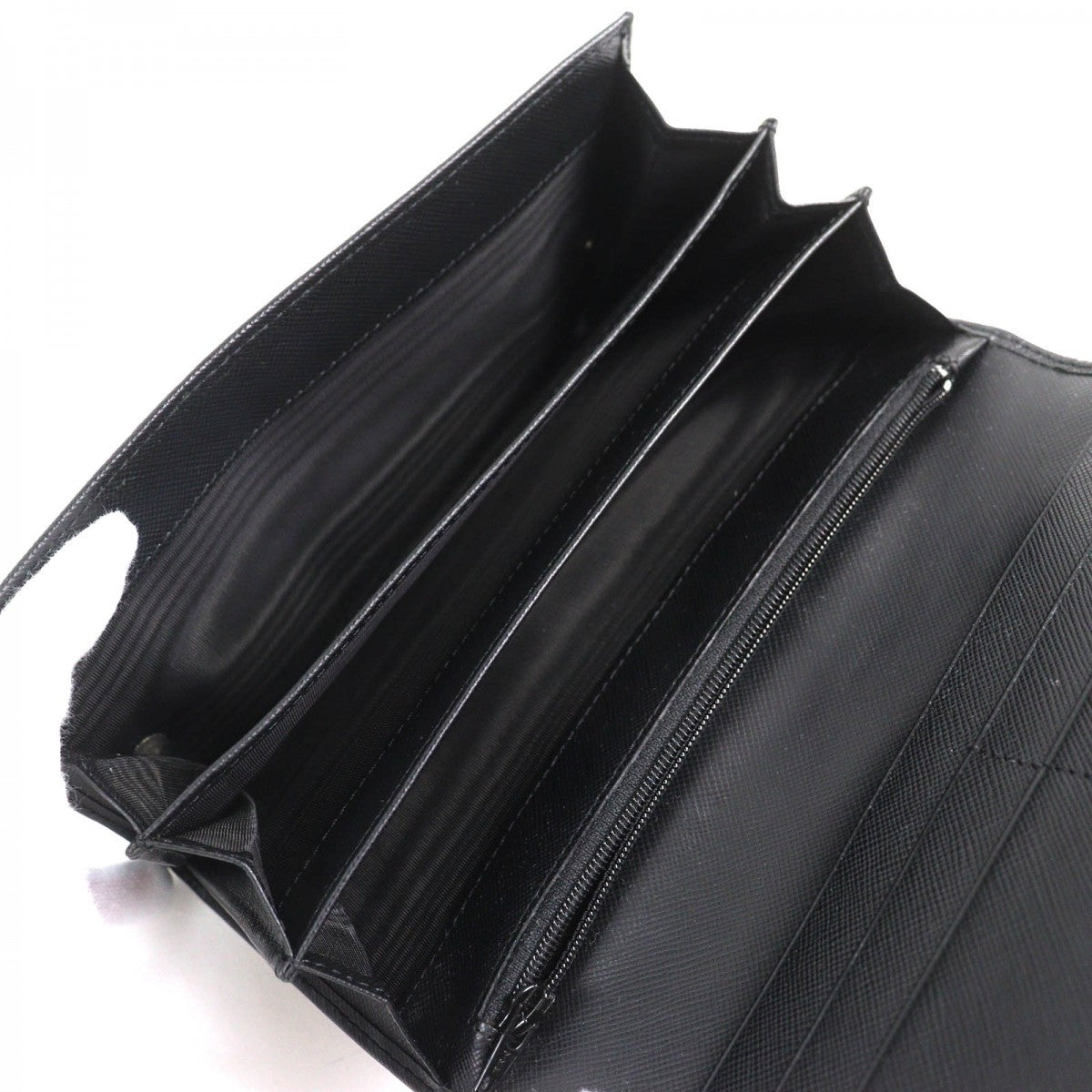 PRADA Long Wallet Purse M608A Main: Saffiano leather black Women Used Authentic