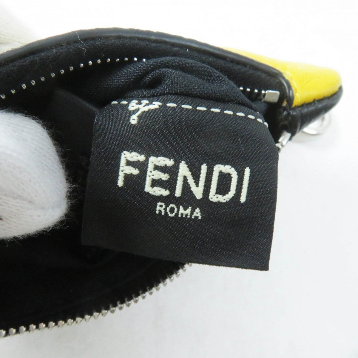 FENDI Coin case Main: Leather yellow Bugseye Women Used Authentic