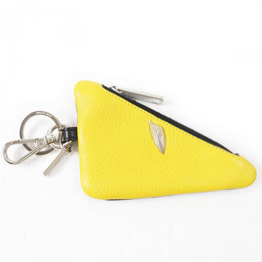 FENDI Coin case Main: Leather yellow Bugseye Women Used Authentic