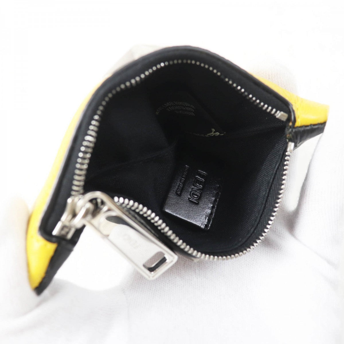 FENDI Coin case Main: Leather yellow Bugseye Women Used Authentic