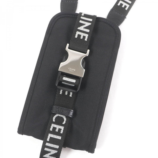 CELINE Pouch 10J21 Nylon canvas black Trekking Mobile Phone Pouch mens(Unisex) Used Authentic