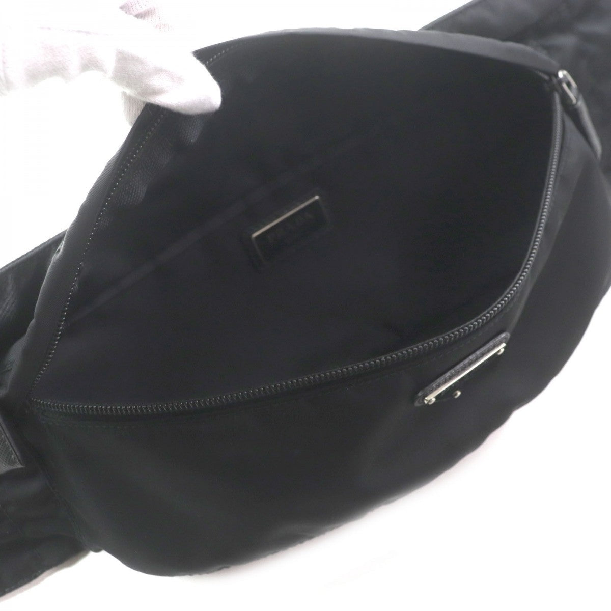PRADA Sling bag 2VL132 Main: Nylon, Part: Saffiano leather black Test mens Used Authentic