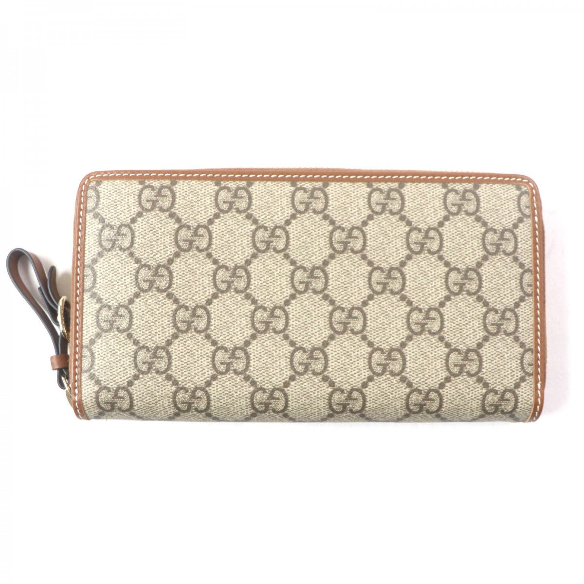GUCCI Long Wallet Purse 819122 Main: Canvas, Part: Leather Beige brown GG Emblem Zip Around Wallet mens Used Authentic