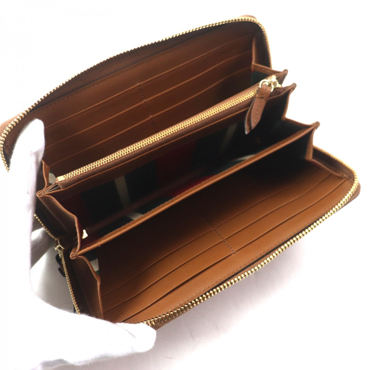 GUCCI Long Wallet Purse 819122 Main: Canvas, Part: Leather Beige brown GG Emblem Zip Around Wallet mens Used Authentic