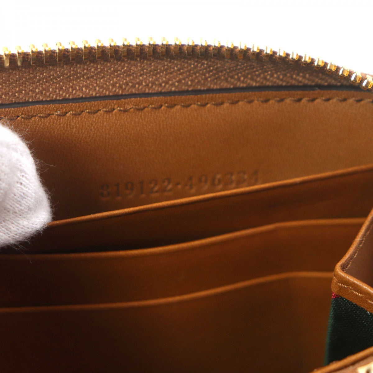 GUCCI Long Wallet Purse 819122 Main: Canvas, Part: Leather Beige brown GG Emblem Zip Around Wallet mens Used Authentic