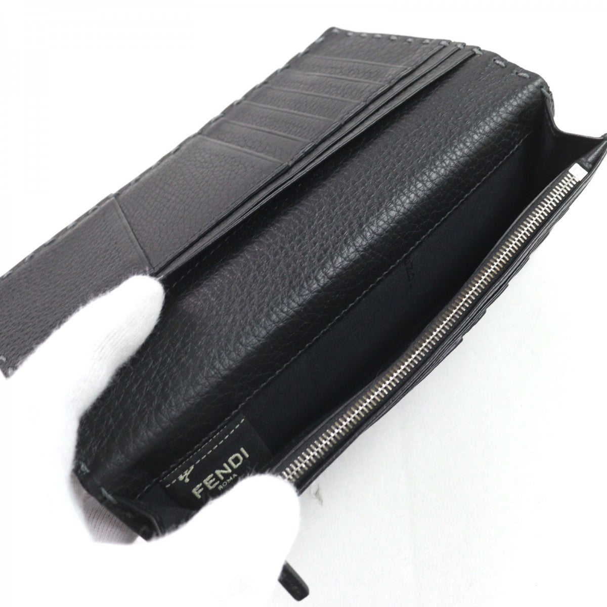 FENDI Long Wallet Purse 7M0186 Main: Calfskin gray SELLERIA SELLERIA mens Used Authentic