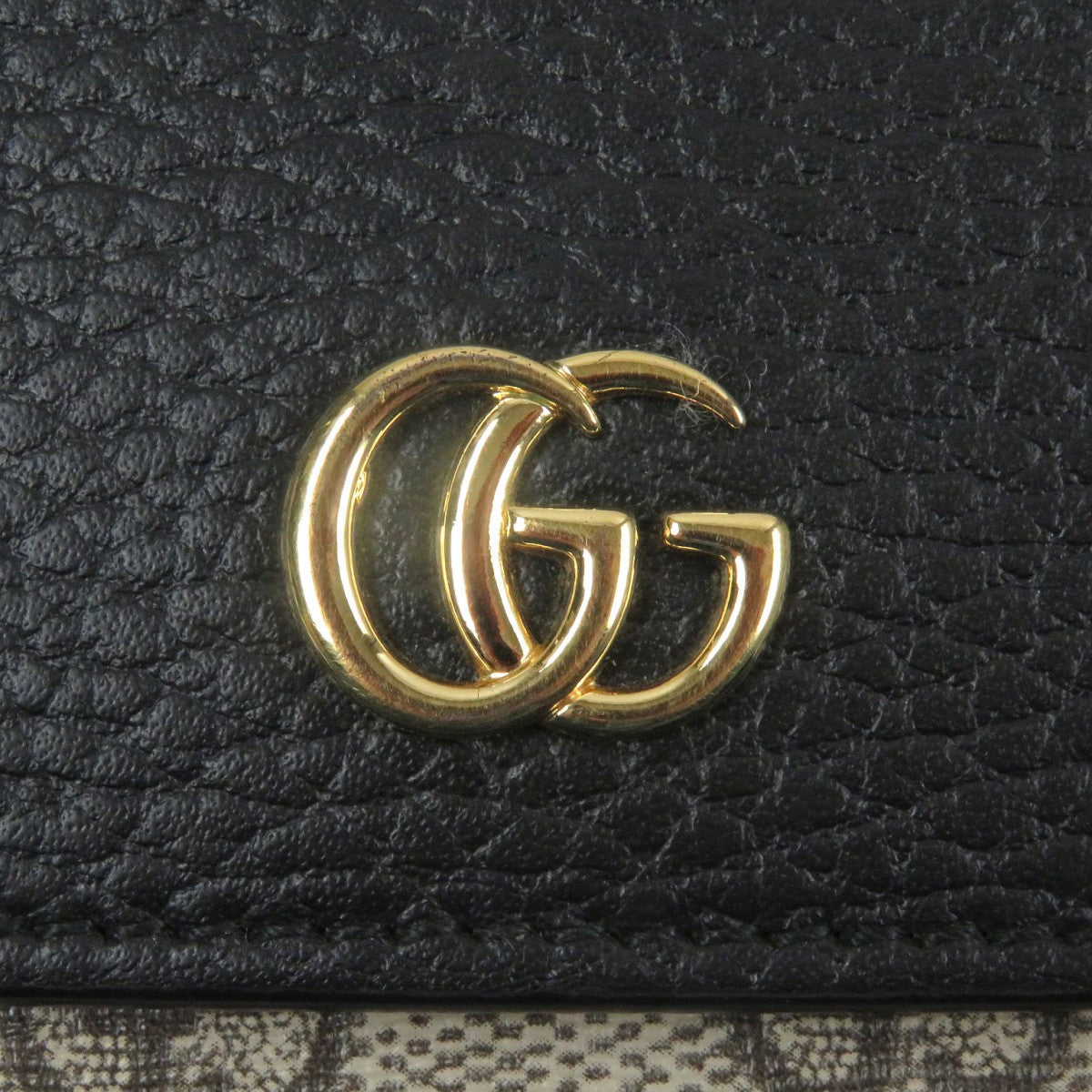 GUCCI Tri-fold wallet 598587 Main: GG Supreme canvas, Main: Leather Black beige Double G Bicolor Medium Wallet mens Used Authentic