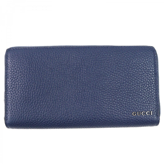 GUCCI Long Wallet Purse 771154 Main: Leather Navy logo zip around wallet mens Used Authentic