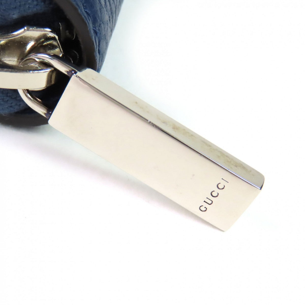GUCCI Long Wallet Purse 771154 Main: Leather Navy logo zip around wallet mens Used Authentic