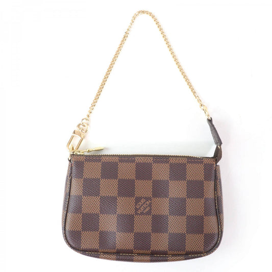 LOUIS VUITTON Pochette N58009 Main: Damier Ebene Brown Mini Pochette Accessoires Women Used Authentic