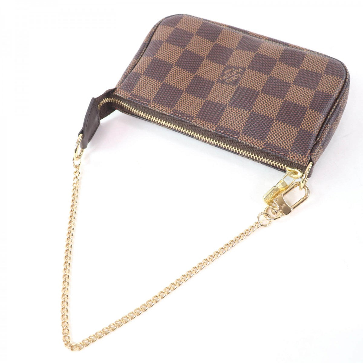 LOUIS VUITTON Pochette N58009 Main: Damier Ebene Brown Mini Pochette Accessoires Women Used Authentic