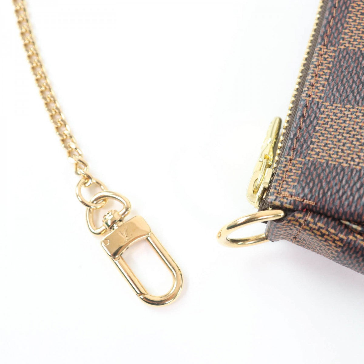 LOUIS VUITTON Pochette N58009 Main: Damier Ebene Brown Mini Pochette Accessoires Women Used Authentic