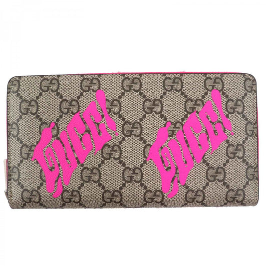 GUCCI Long Wallet Purse 835324 Main: GG Supreme Beige pink Women Used Authentic