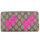 GUCCI Long Wallet Purse 835324 Main: GG Supreme Beige pink Women Used Authentic