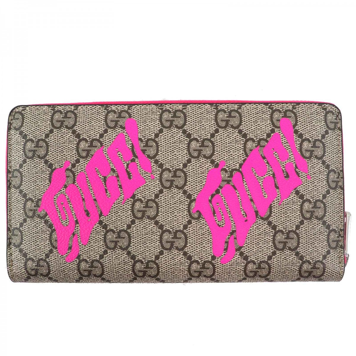 GUCCI Long Wallet Purse 835324 Main: GG Supreme Beige pink Women Used Authentic