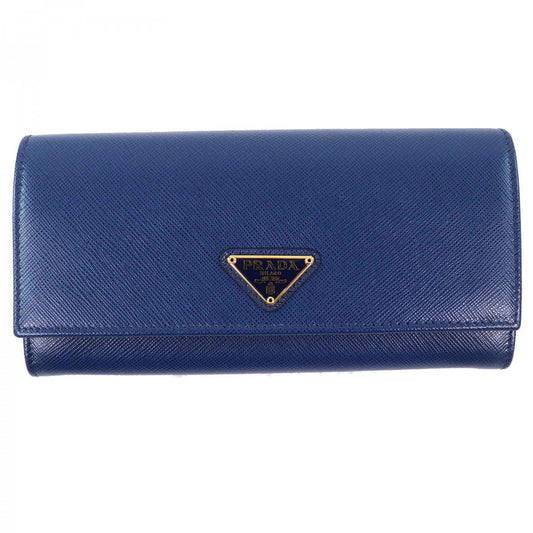 PRADA Long Wallet Purse 1MH132 Main: Saffiano leather BLUETTE Blue type SAFFIANO TRIANGOLO Women Used Authentic