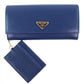 PRADA Long Wallet Purse 1MH132 Main: Saffiano leather BLUETTE Blue type SAFFIANO TRIANGOLO Women Used Authentic