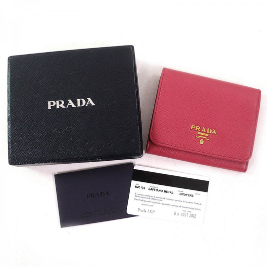 PRADA Tri-fold wallet 1M0176 Main: Saffiano leather, - BRUYERE Pink type SAFFIANO METAL Women Used Authentic