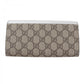 GUCCI Long Wallet Purse 456116 Main: GG Supreme canvas Silver brown Women Used Authentic